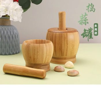 Nanzhu Kitchen Garlic Mashing Pot Kitchen Garlic Mashing Machine Mortar Household Gadget Press Garlic Big Ginger Mashing Machine Garlic Mashing Machine Wooden