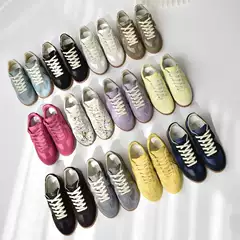Original Dongguan Export European and American Niche German Training Shoes, Genuine Leather Couple's White Sneakers, Graffiti Paint Splatter Casual Sneakers