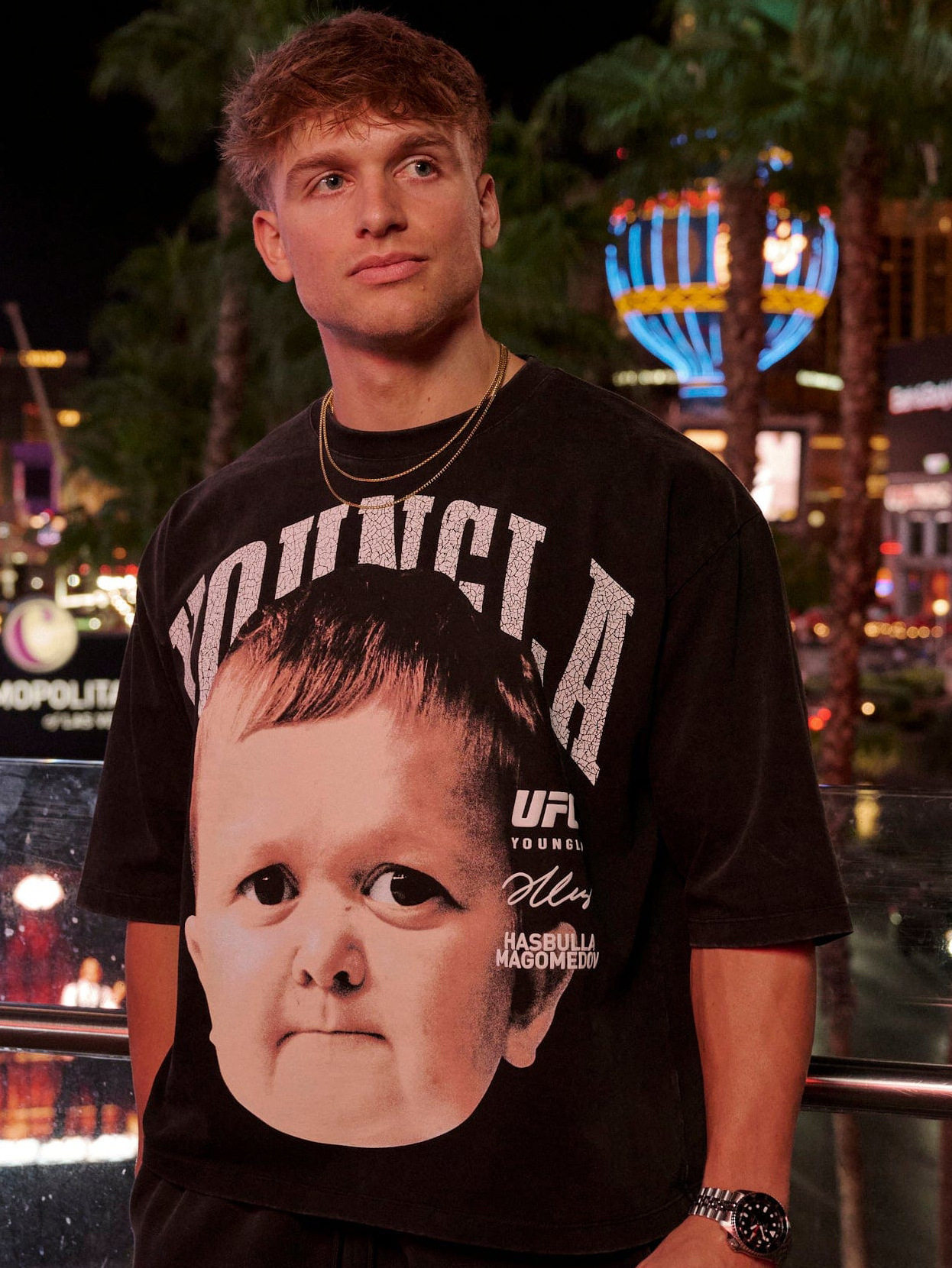 YOUNGLA T-shirt UFC joint Connor mouth gun American street large size print high street loose men's short sleeve