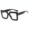 European and American fashion glasses frame square large frame simple flat mirror anti-blue cross-border ins concave shape glasses frame for women