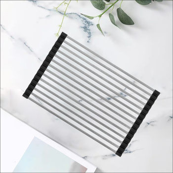 Kitchen Sink Bowls and Chopsticks Folding Stainless Steel Square Tube Drain Roller Blind