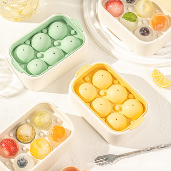 Wholesale Round Ice Cube Tray Food-Grade Ice Cube Mold Plastic Ice Ball Household 6-Grid Round Ice Mold Ice Box Quick Freezing