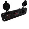Universal 12-24V Three-In-One Rubber Plate Combination Car Charger with Dual USB and Cigarette Lighter Voltage Meter for Motorcycles and Cars