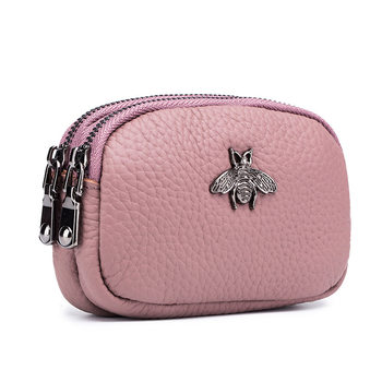 Explosive Foreign Trade Genuine Leather Mini Coin Purse Women's Coin Bag Cowhide Simple Double Zipper Cute Hand Coin Bag