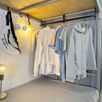 Clothes Rack Dormitory Bedside Clothes Storage Rack Clothes Hook Dormitory Lower Bunk Punch-Free Coat Storage Rack