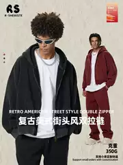 Rs Men's Clothing | Washed and Dyed Boxy Fit Fleece Heavy-Duty Zip-Up Jacket for Men, Thickened Washed Distressed Sweatshirt for Men.