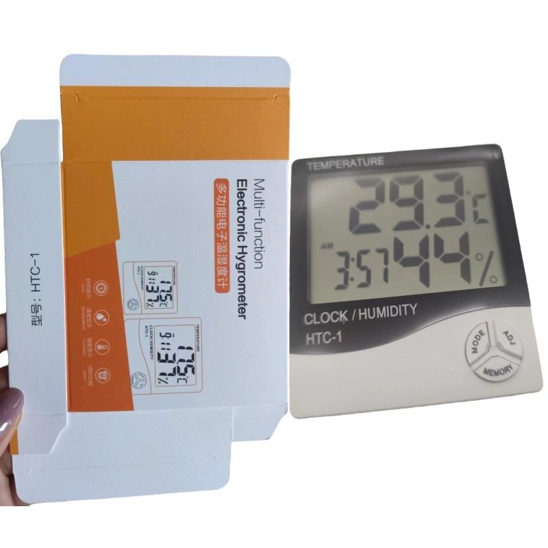 Cross-Border Digital Temperature and Humidity Meter Htc-1 Greenhouse Warehouse Home Office Large Screen Digital Display Temperature and Humidity Meter