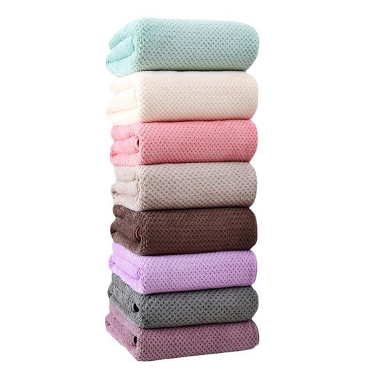 Bath Towel suit Thickened Absorbent Simple Plain Color Towel Adult Household Comfortable Soft Pineapple Towel Wholesale