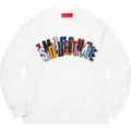 E528ss21 supreme stacked crewneck colorfulembroiderwhite