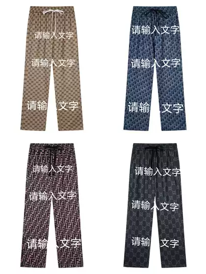 New European and American Style GU All-Over Print CCI Hook-and-Loop Straight-Leg Pants Influencer INS Casual Sweatpants Streetwear Wholesale