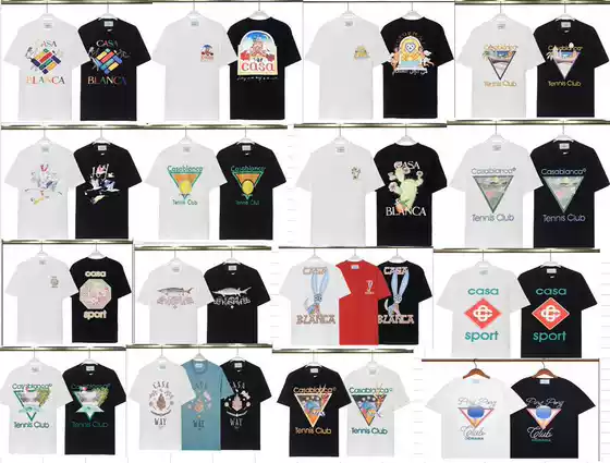 Cross border foreign trade Casablanca short sleeved fantasy gate letter logo printed personalized round neck short sleeved T-shirt