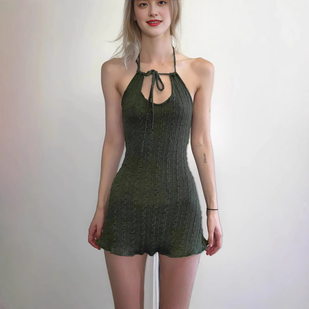 Halter Neck Bodycon Dress Elegant Ruffle Trim Sexy Fit Autumn Fashion Perfect for Parties and Events Wholesale