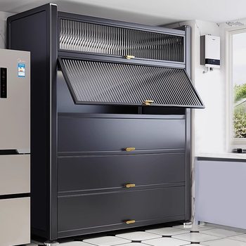 Household Storage Cabinet Multi-Layer Storage Cabinet Integrated Wall-Mounted Steel Sun Protection Dustproof Iron Cabinet Balcony Sundry Storage Rack