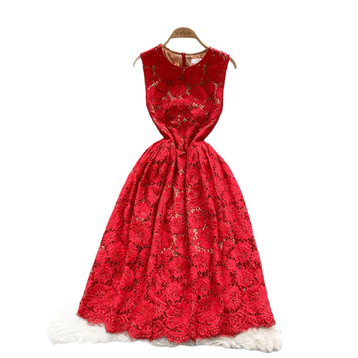Sleeveless Lace Dress for Women Elegant A Line Silhouette Summer Evening Wear