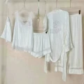 Hot beads-jacquard stripes-7 piece set-white