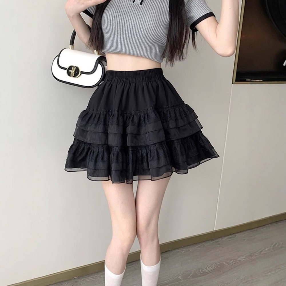 Lace A Line Mini Skirt High Waist Tulle Fabric Ballet Style Spring Summer Fashion Wholesale Available