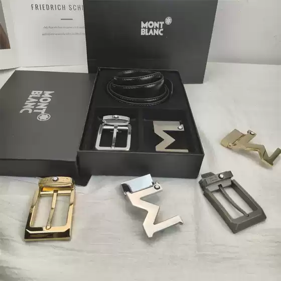In-Stock Men's Leather Belt with Double Buckle, Gift Box Set, Casual Pin Buckle, Business Fashion Belt