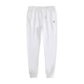 White sweatpants with black label