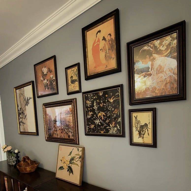 Watercolor Picture Frame European Style Picture Frame with Glass Back Panel Puzzle Poster Frame Gouache Sketch Frame Art Mounted Vintage Frame