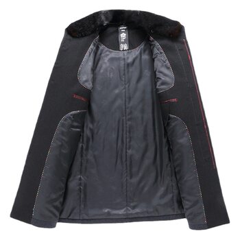 Crazy grab men's woolen coat middle-aged and elderly Business warm coat winter thickened dad wear stand collar Woolen