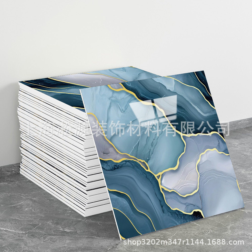 外贸跨境热销大理石仿瓷砖墙贴自粘防水防潮背景墙面装饰墙壁纸