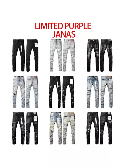 European and American Trendy Brand Limited Purple Jeans Fashionable Ripped Distressed Small Feet Limited Purple Brand Jeans