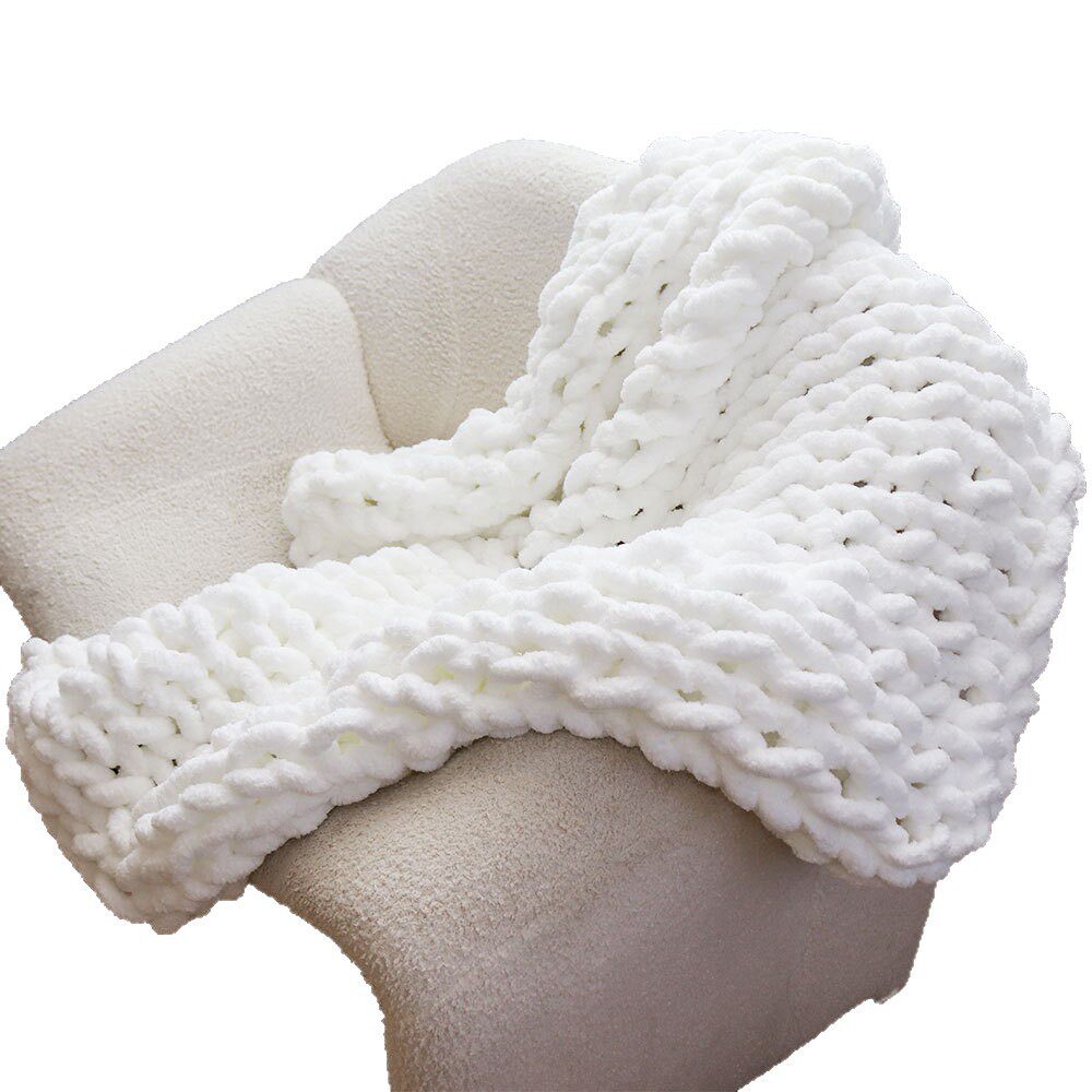 Amazon Cross-border Thick Wool Blanket Hand-woven Chenille Blanket Knitted Wool Blanket Sofa Cover Blanket