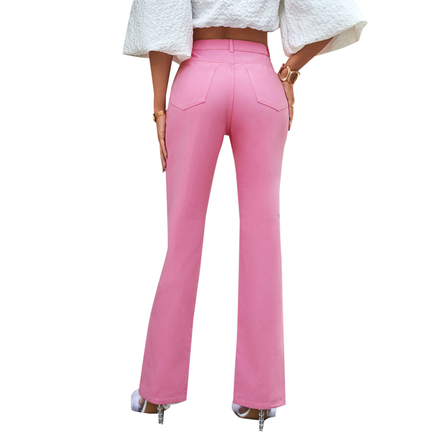 High Waisted Flared Jeans Sexy Split Design Slim Fit Versatile Style Casual Wear for Women Wholesale Available