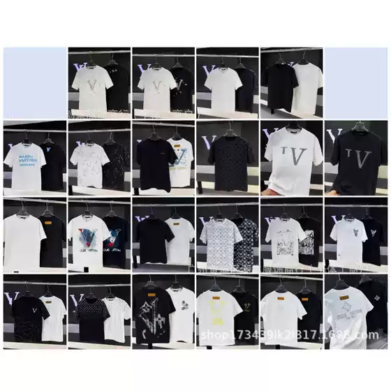 Cross-Border 26Ss High-Quality Authentic Lv Heavy-Duty Summer Hot-Selling Logo Round-Neck Short-Sleeve T-Shirt Unisex