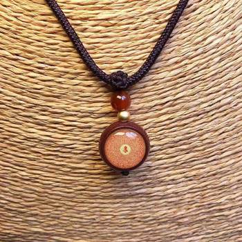Lingyan Thangka Cinnabar Pendant Necklace Double-Sided Purple Gold Sand Thangka Pendant Sweater Chain Pendant Mobile Phone Chain Single Pendant