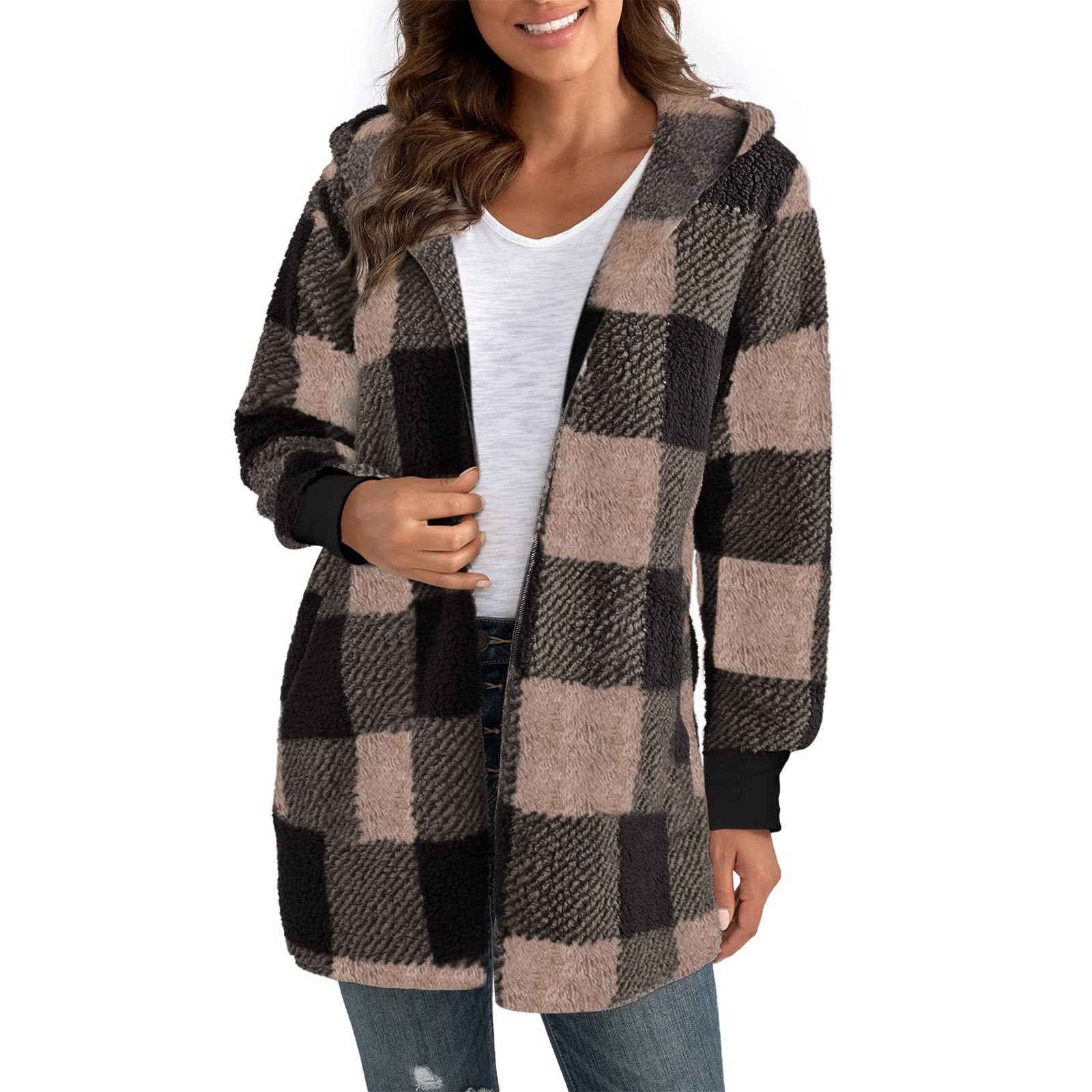 Loose Fit Plaid Cardigan Cozy Knit Fashionable Design Perfect for Fall Wholesale Available fast shipping