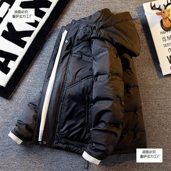 Down Jacket Men's Autumn and Winter 2024 New Light Clothing Pure Color Fleece-Lined Thickeneded Work Jacket