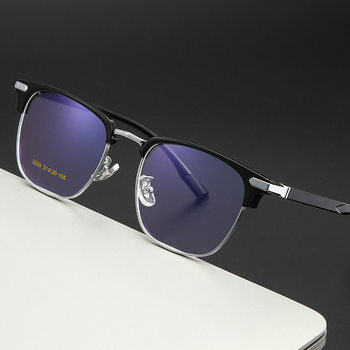 New Eyebrow Metal Men's Optical Glasses Frame Large Frame Retro Texture Glasses Frame with Degree Manufacturer Wholesale