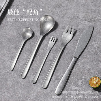 Retro tableware high-looking Western food knife, fork and spoon five-piece ins304 stainless steel dessert spoon cake fruit fork