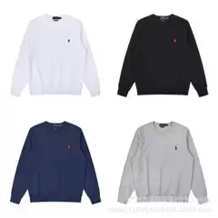 Cross-Border Cotton Long-Sleeve T-Shirt for Women, New High-End Loose Round-Neck Spring/Autumn Style, Winter Embroidered Pony Fleece Sweatshirt for Men