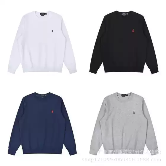 Cross-Border Cotton Long-Sleeve T-Shirt for Women, New High-End Loose Round-Neck Spring/Autumn Style, Winter Embroidered Pony Fleece Sweatshirt for Men