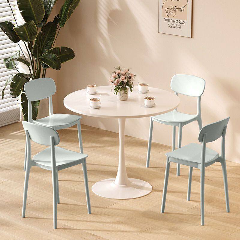 黑色小圆桌简约餐桌咖啡奶茶店阳台茶几休闲郁金香会客洽谈桌