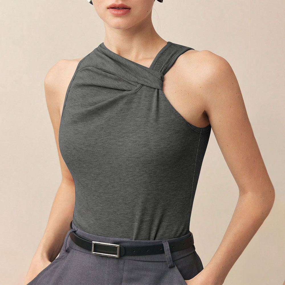 Chic Sleeveless T Shirt Elegant Design Summer Style Comfortable Fit Perfect for Office Wear Wholesale Available