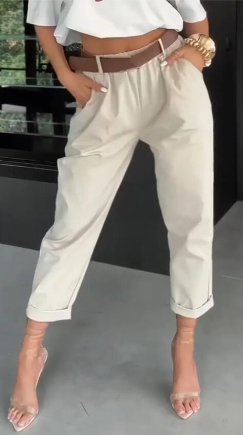 Womens Casual Slim Fit Solid Color Pants Pocket Design Versatile Style Summer Collection Wholesale Available