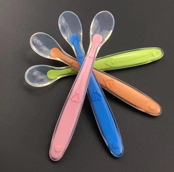 Baby Silicone Spoon Children's Tableware Liquid Silicone Feeding Spoon Supplementary Food Spoon Baby Training Spoon