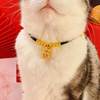 Pet New Year Collar Cat and Dog Longevity Lock Safe and Festive Year of the Dragon Scarf Cat and Dog Small Size Dogs Gold Necklace Adjustable