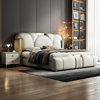 Italian-style Leather Bed Light Luxury Modern Simple Double Bed Master Bedroom Internet-famous Big Bed Multifunctional Storage Bed Soft Bag Wedding Bed