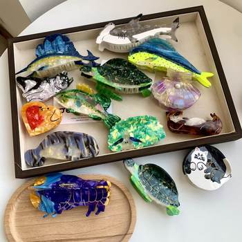 Ocean Series Shark Shell Clip High-End Animal Turtle Acetate Hair Clip 2025 New Penguin Shark Clip