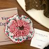 Cherry Red Plaid Lace Large Intestine Hair Ring Girl's Ball Hair Rope Floral Polka Dot Fabric Rubber Band Does Not Hurt the Hair