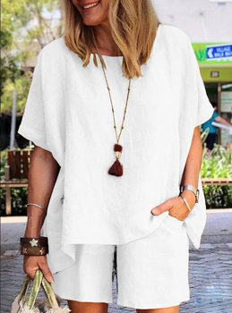 Amazon AliExpress cross-border 2025 spring and summer new suit fashion temperament loose short sleeve shorts two-piece set