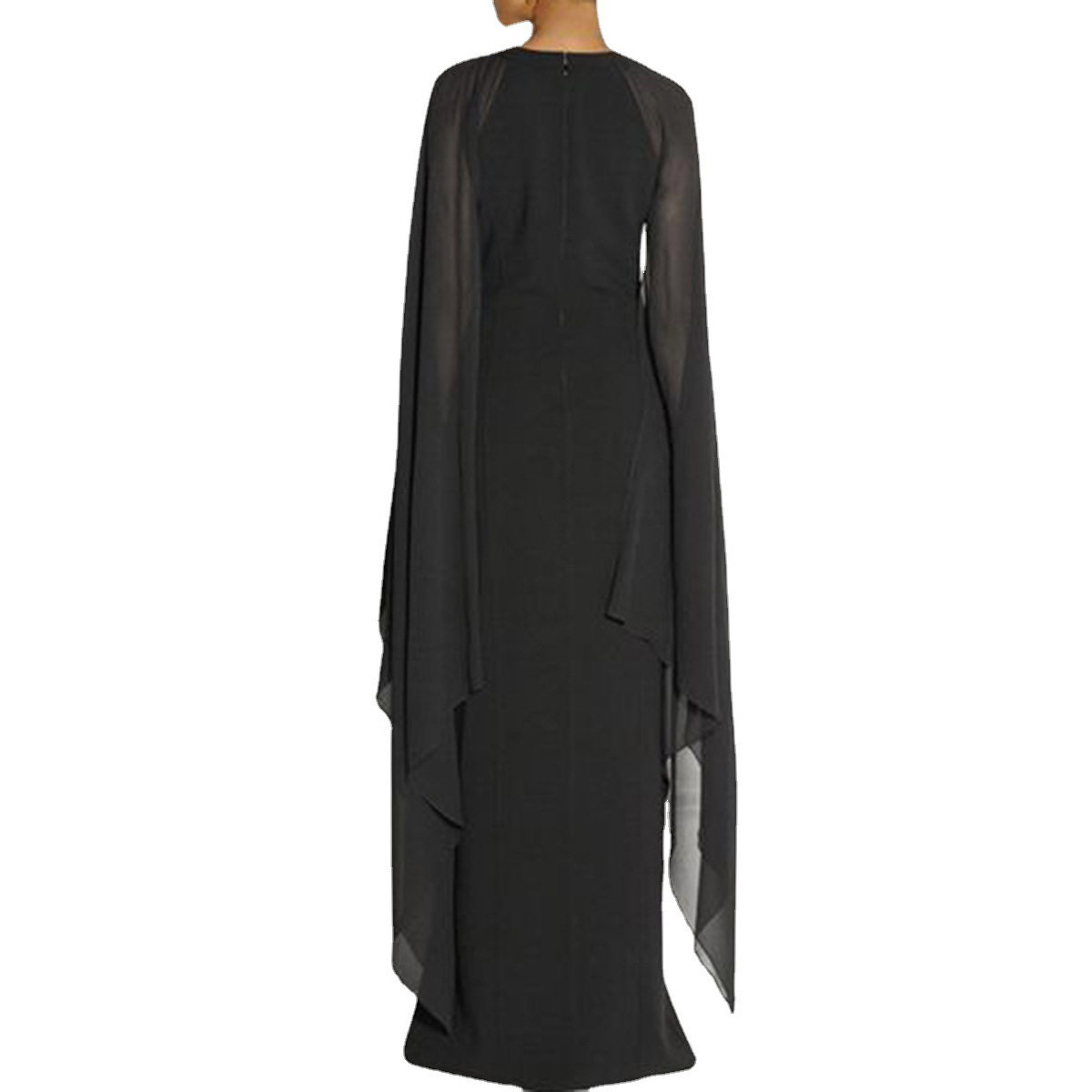 Chiffon Maxi Dress Elegant Solid Color Asymmetrical Hem Split Design Fashionable Shawl Perfect for Parties and