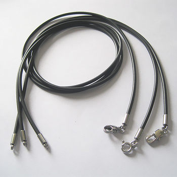 Supply simple 2/2.5/3mm thick rubber rope necklace with stainless steel bucket lobster Japanese slingshot buckle necklace