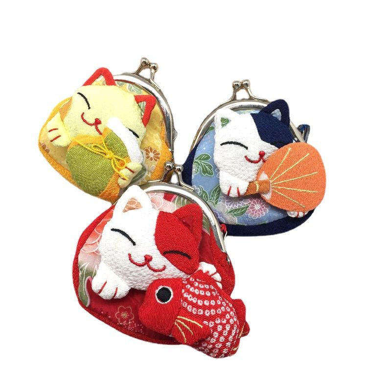 Lucky Cat Babao Coin Purse# AB-4/10 Happy House and Wind Fabric Jewelry Bag