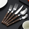 Thickened Stainless Steel Western Food Rivet Clamp Handle Knife and Fork Spoon Imitation Wood Handle French Steak Knife Five Main Parts suit
