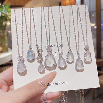 Light Luxury Style New Chinese-Style Ice-Clear Gourd Necklace Accessory for Women, Niche Design Clavicle Chain, Versatile and High-End Neck Chain